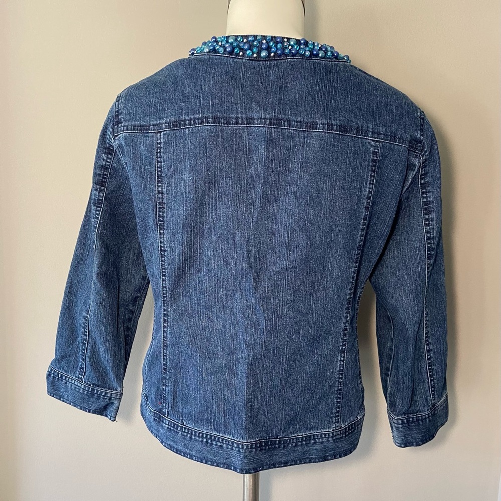 Ruby Red Ladies Sz 12 Blue Denim 6 Snap Front Jacket w/Embellishments New Cond - Picture 2 of 8